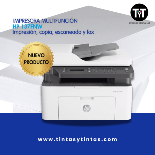 Impresora Multifunción HP Láser 137fnw